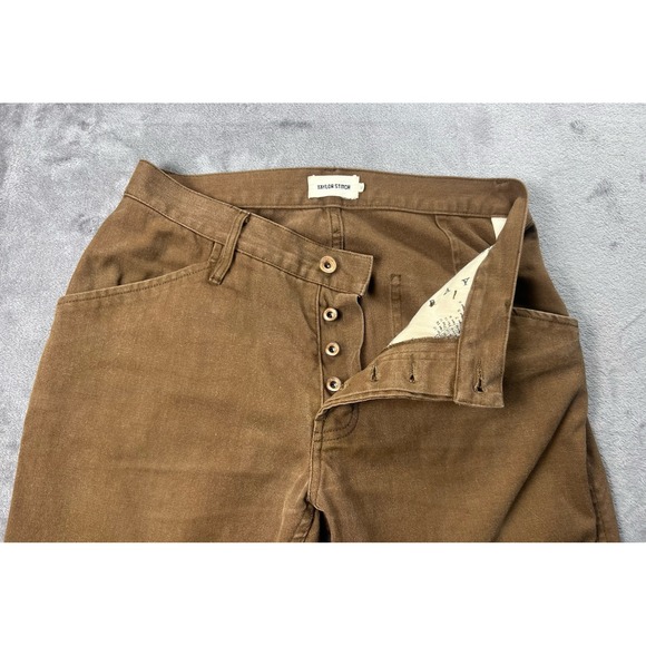 Taylor Stitch Jeans Men's‎ 30x35 Brown Button Fly Hemp Blend - Picture 3 of 10